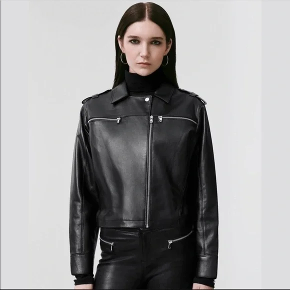 J Brand Jackets Coats J Brand Maisie Black Moto Lamb Leather